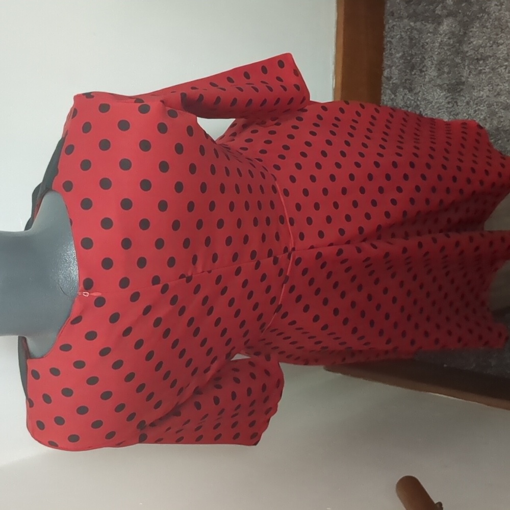 Lindy Bop Red and Black Polka Dot Midi Dress - Picture 5 of 11